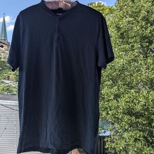 William Rast Navy Blue Half Button Cotton Modal Blend T-shirt